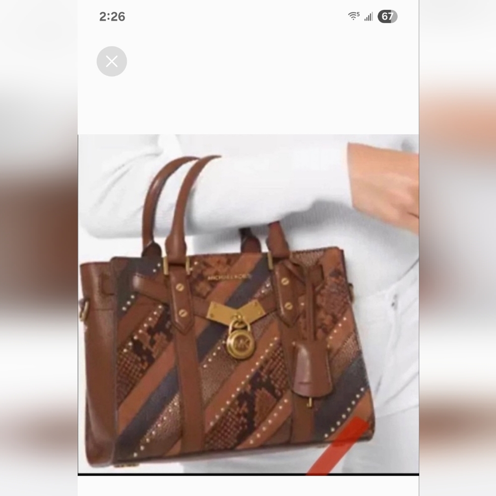 Michael Kors Multicolor Patchwork Satchel with Gold Accents